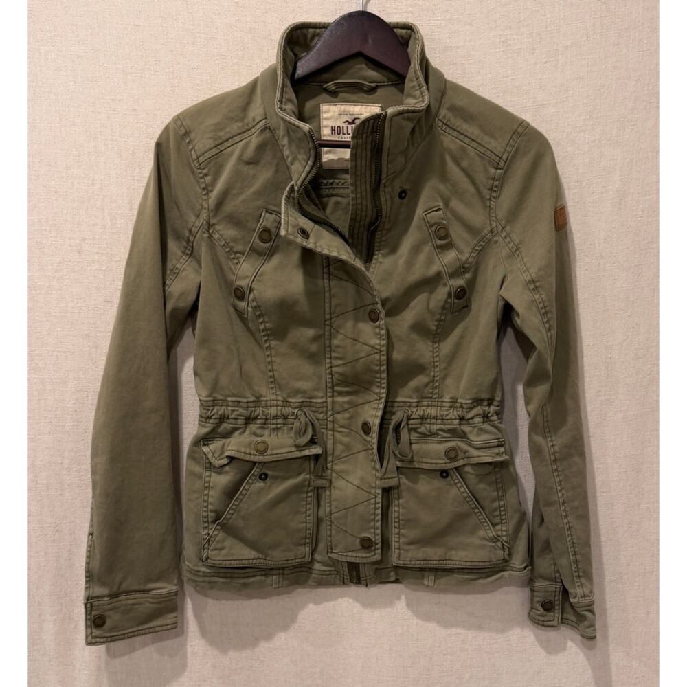 Hollister Utility Jacket Olive Green Cotton Stretch Military Style Women's Small